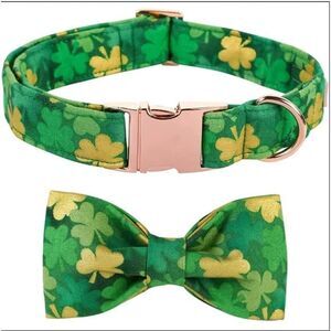Shamrock Irish St.Patrick Pet Collar Bowtie Adjustable Size Small Dog Collar NEW